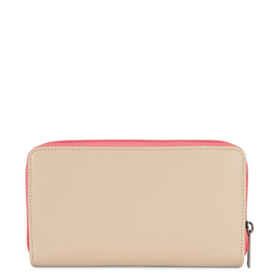 back to back organizer wallet - smooth #couleur_beige-ecru-rose-fonc
