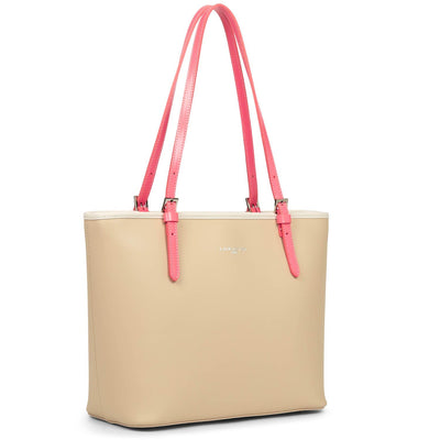 m tote bag - smooth #couleur_beige-ecru-rose-fonc