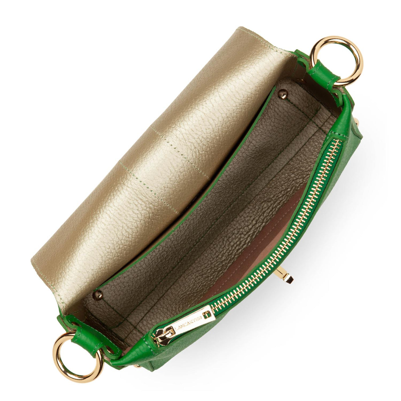 small crossbody bag - foulonné double #couleur_gazon-in-champagne
