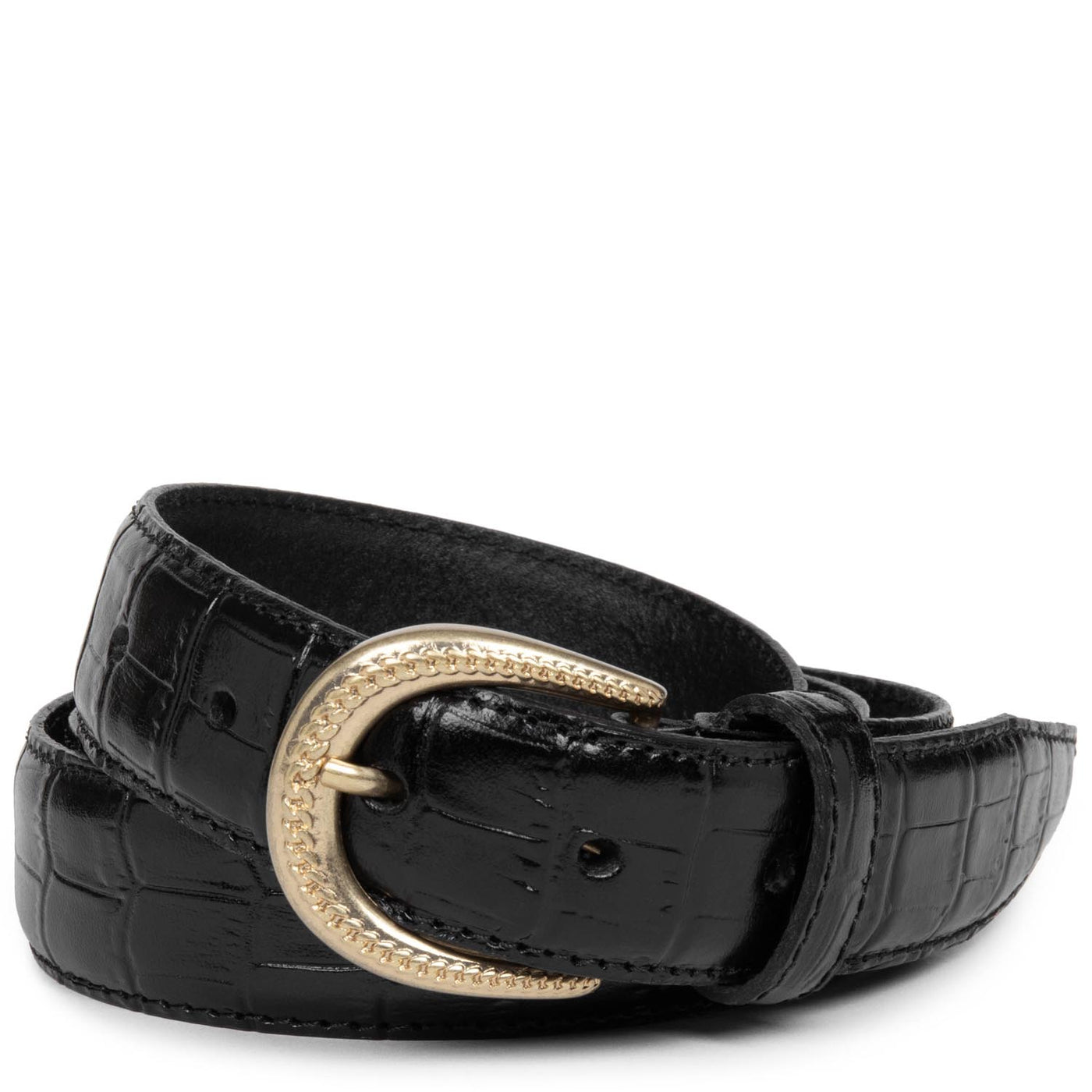 belt - ceinture cuir croco femme #couleur_noir-croco