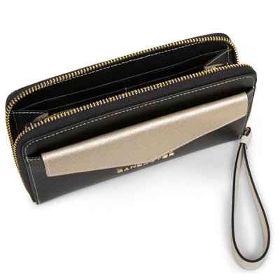 back to back organizer wallet - saffiano signature #couleur_noir-champagne-ivoire