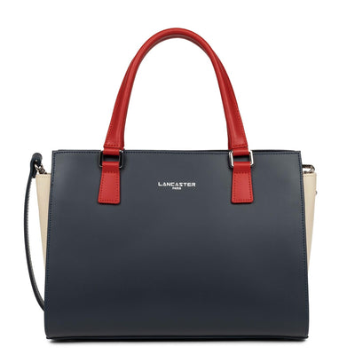 m handbag - smooth #couleur_bleu-fonc-nude-clair-rouge