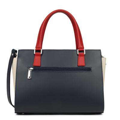 m handbag - smooth #couleur_bleu-fonc-nude-clair-rouge