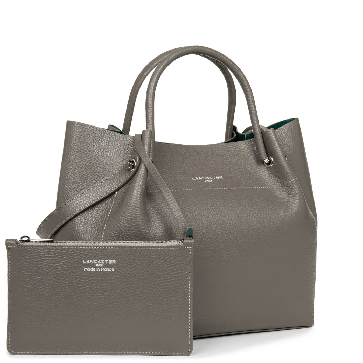 tote bag - foulonné double #couleur_gris-in-vert-paon