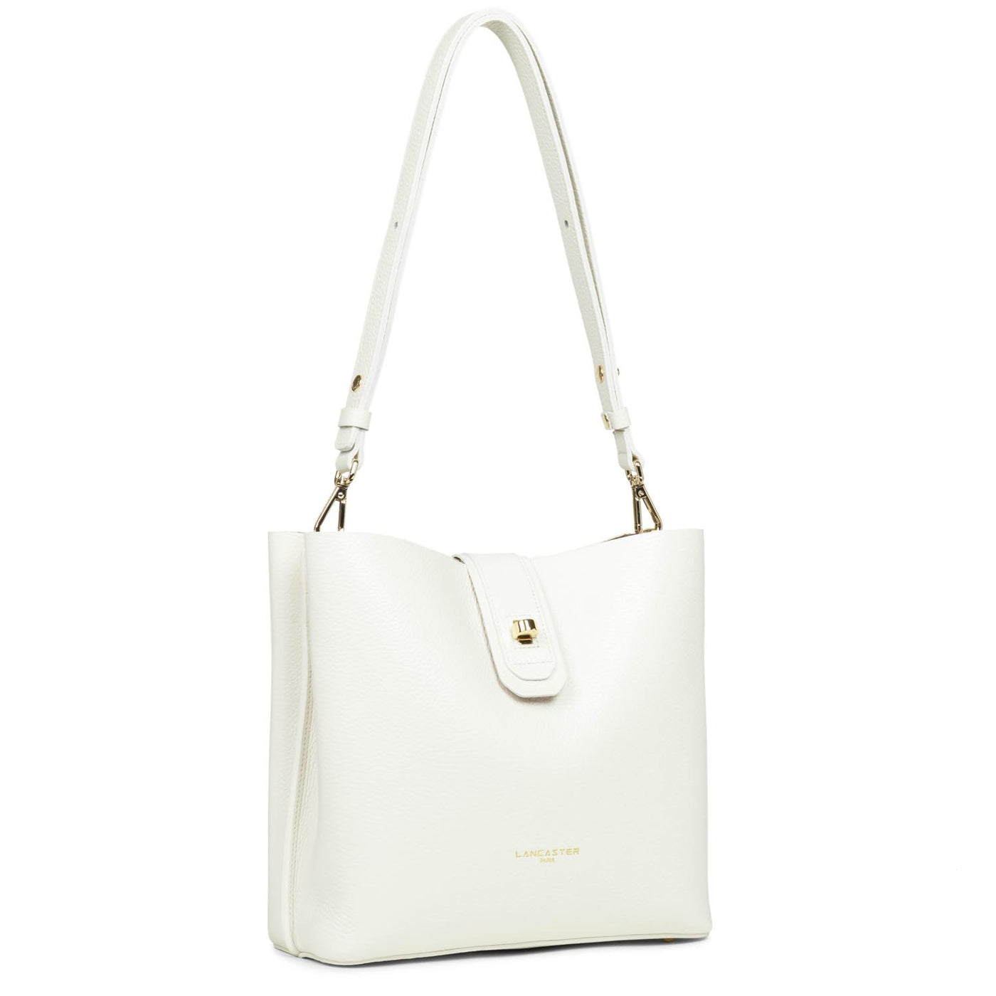 small bucket bag - foulonné double #couleur_blanc-cass-in-nude