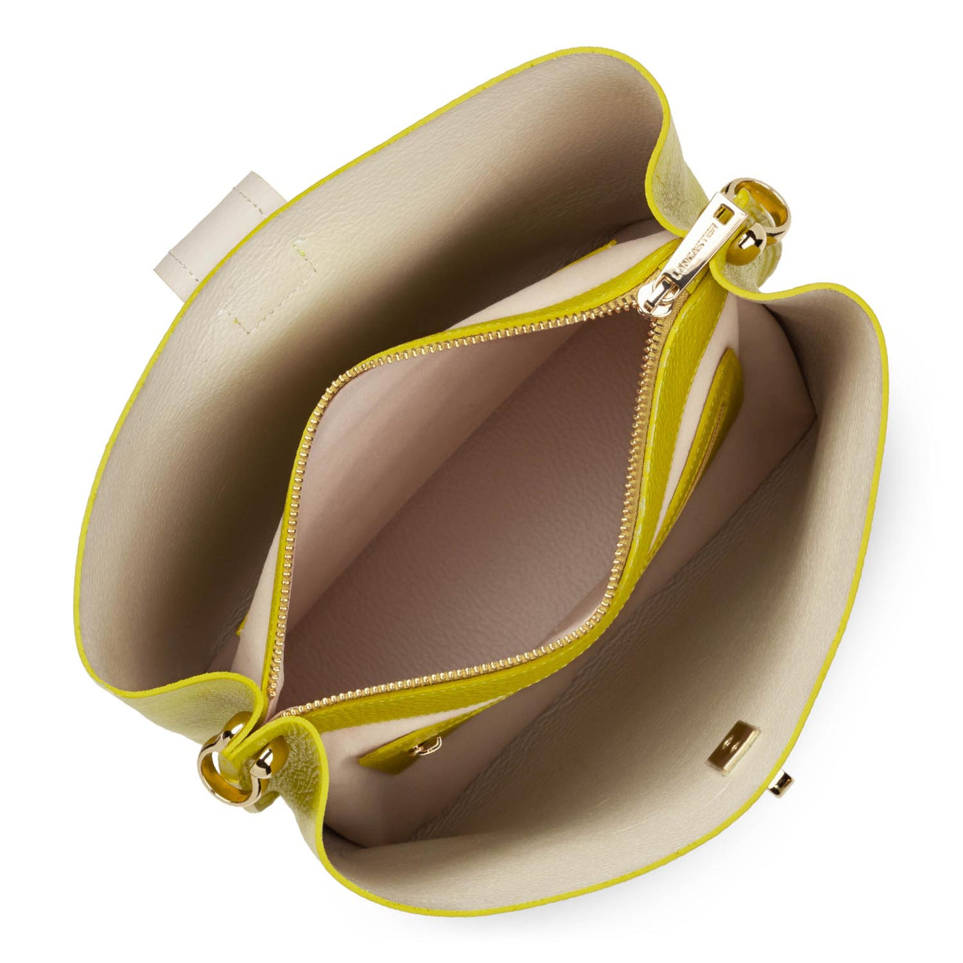 small bucket bag - foulonné double #couleur_cleri-in-ecru
