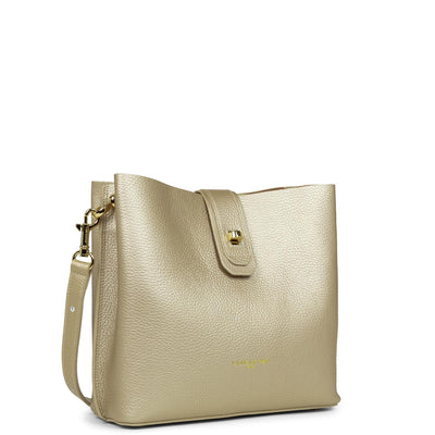 small bucket bag - foulonné double #couleur_champagne-in-nude