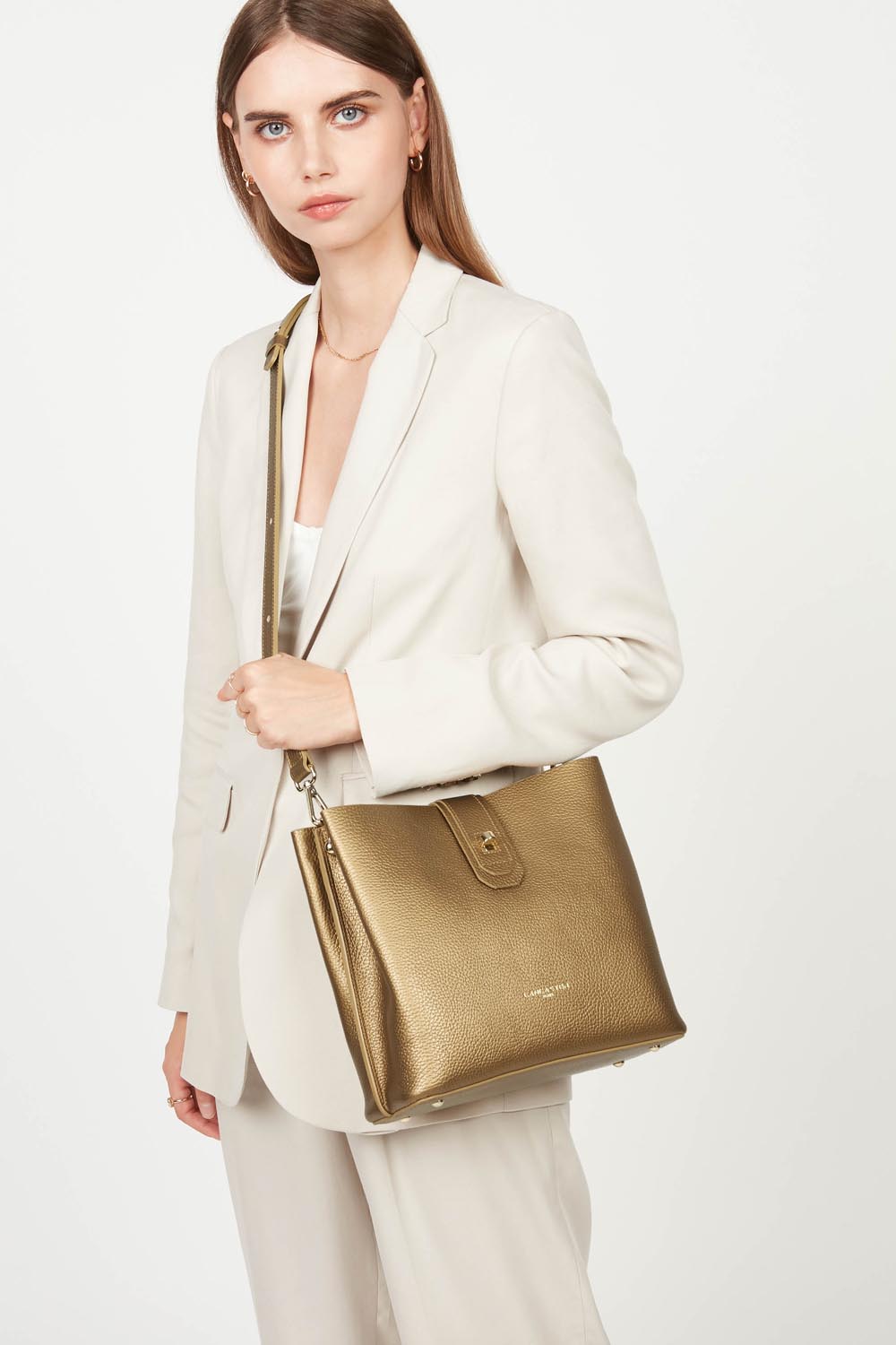 small bucket bag - foulonne double #couleur_gold-antic-in-naturel