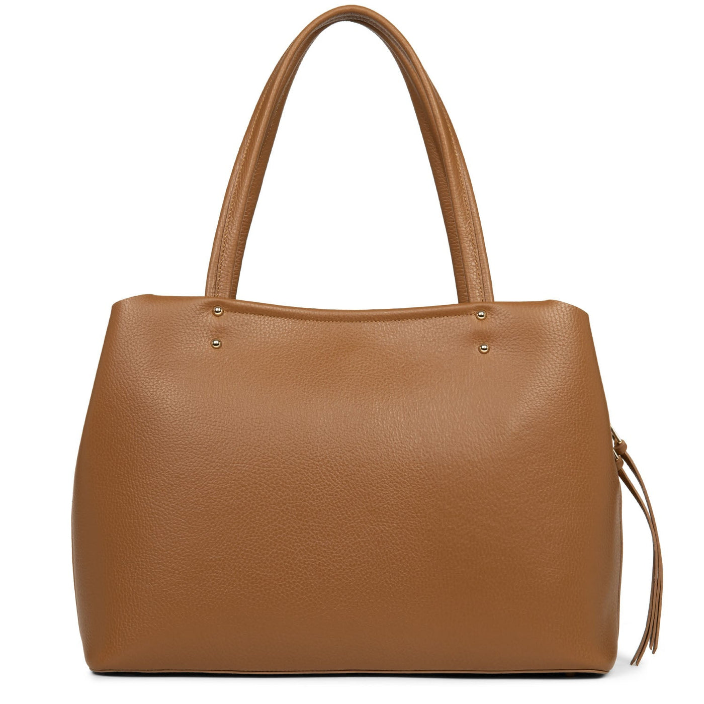large tote bag - foulonné double #couleur_camel-in-orange