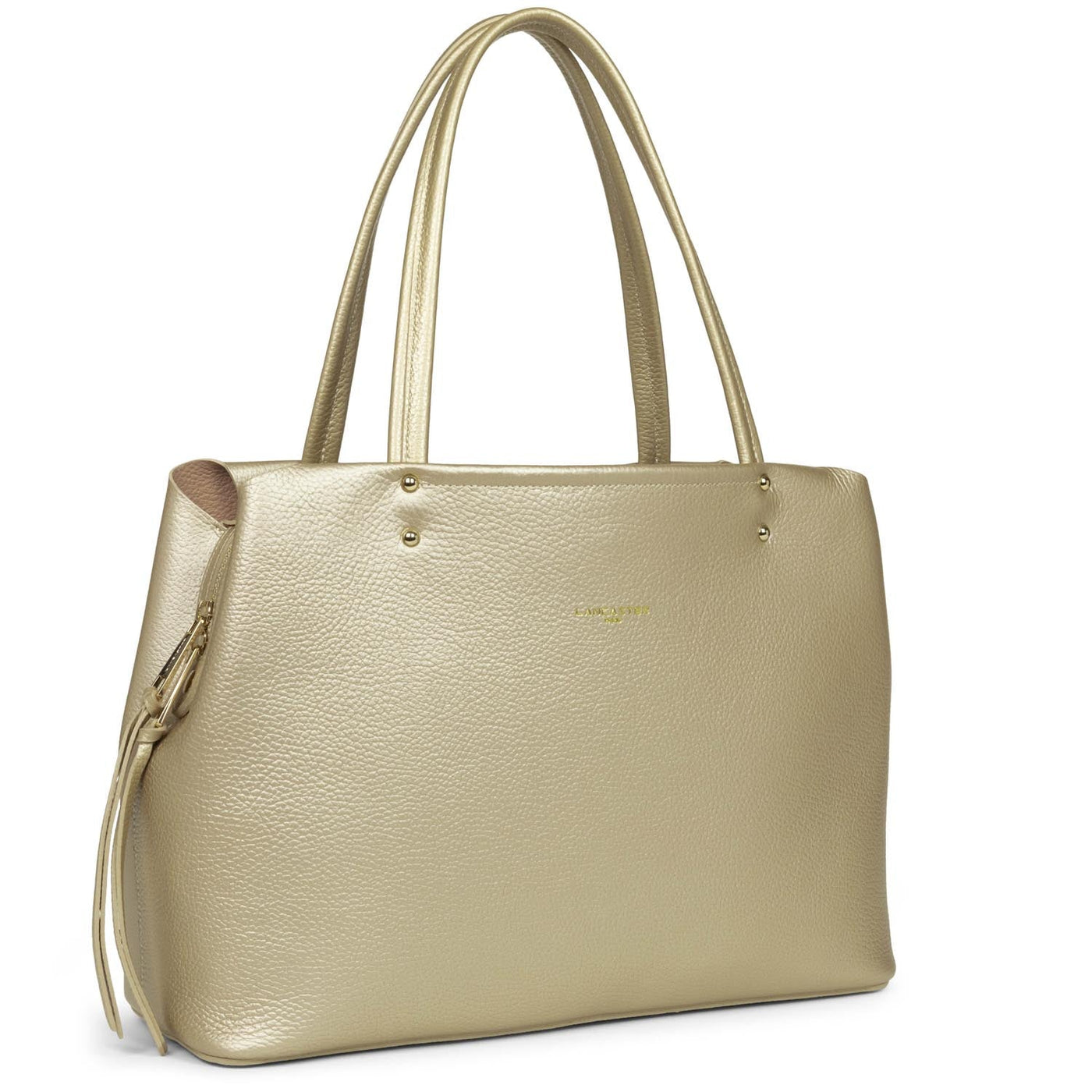 large tote bag - foulonné double #couleur_champagne-in-nude