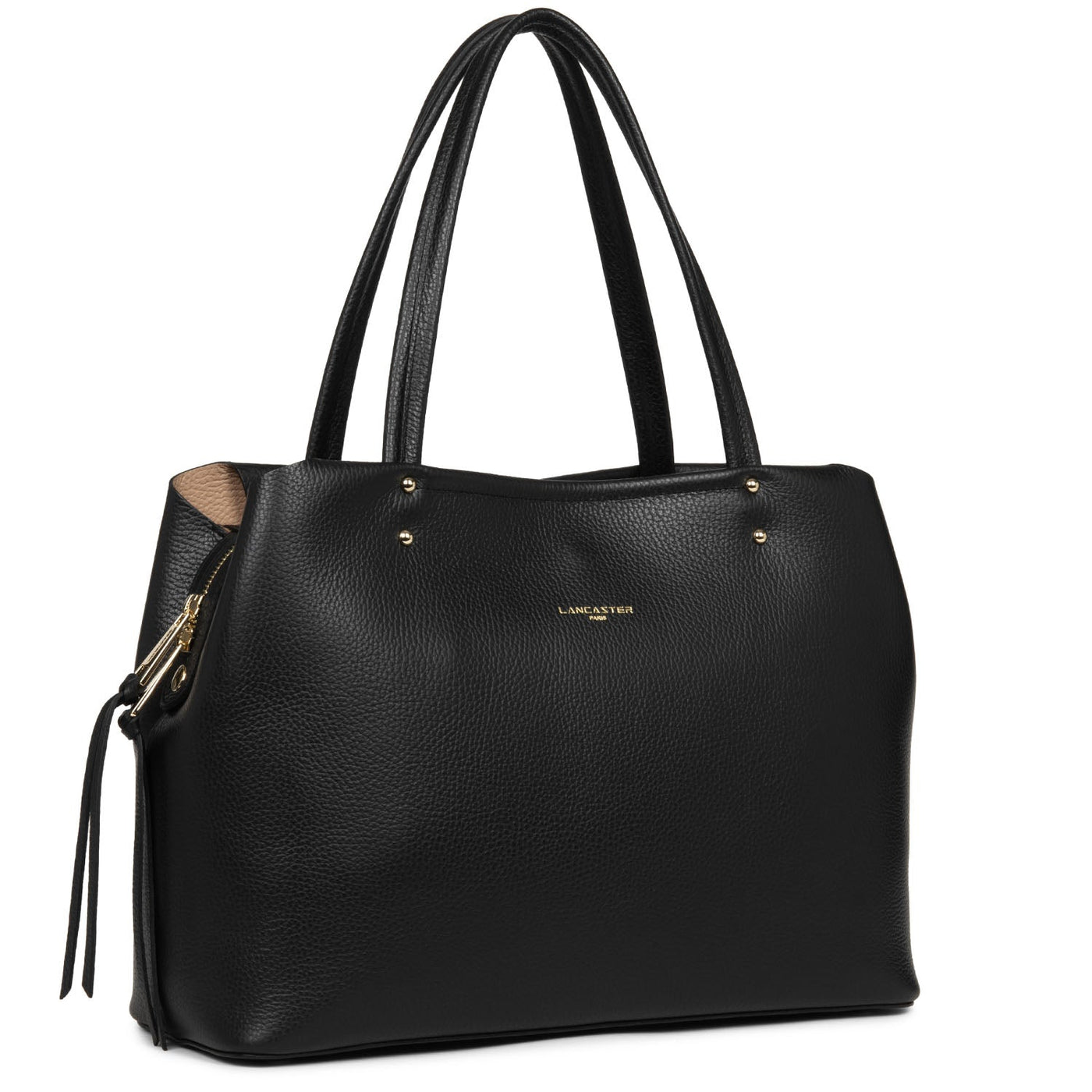 large tote bag - foulonné double #couleur_noir-in-nude