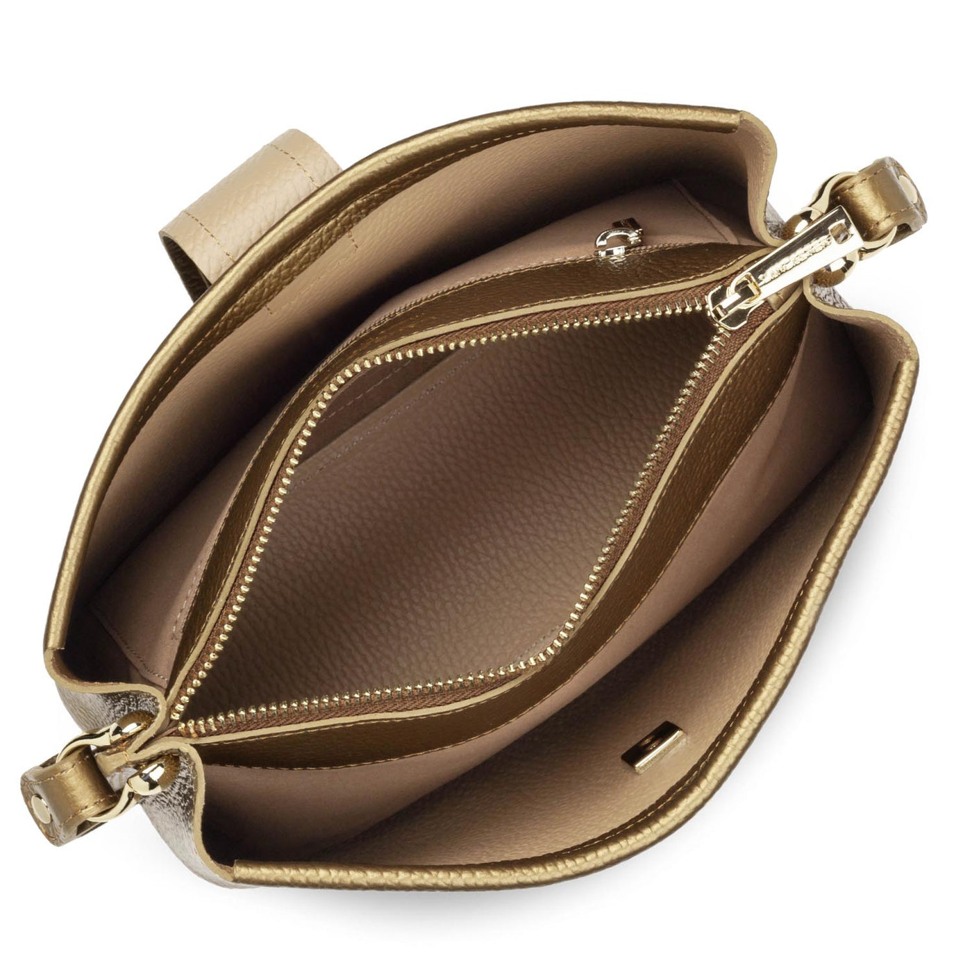 crossbody bag - foulonné double #couleur_gold-antic-in-naturel
