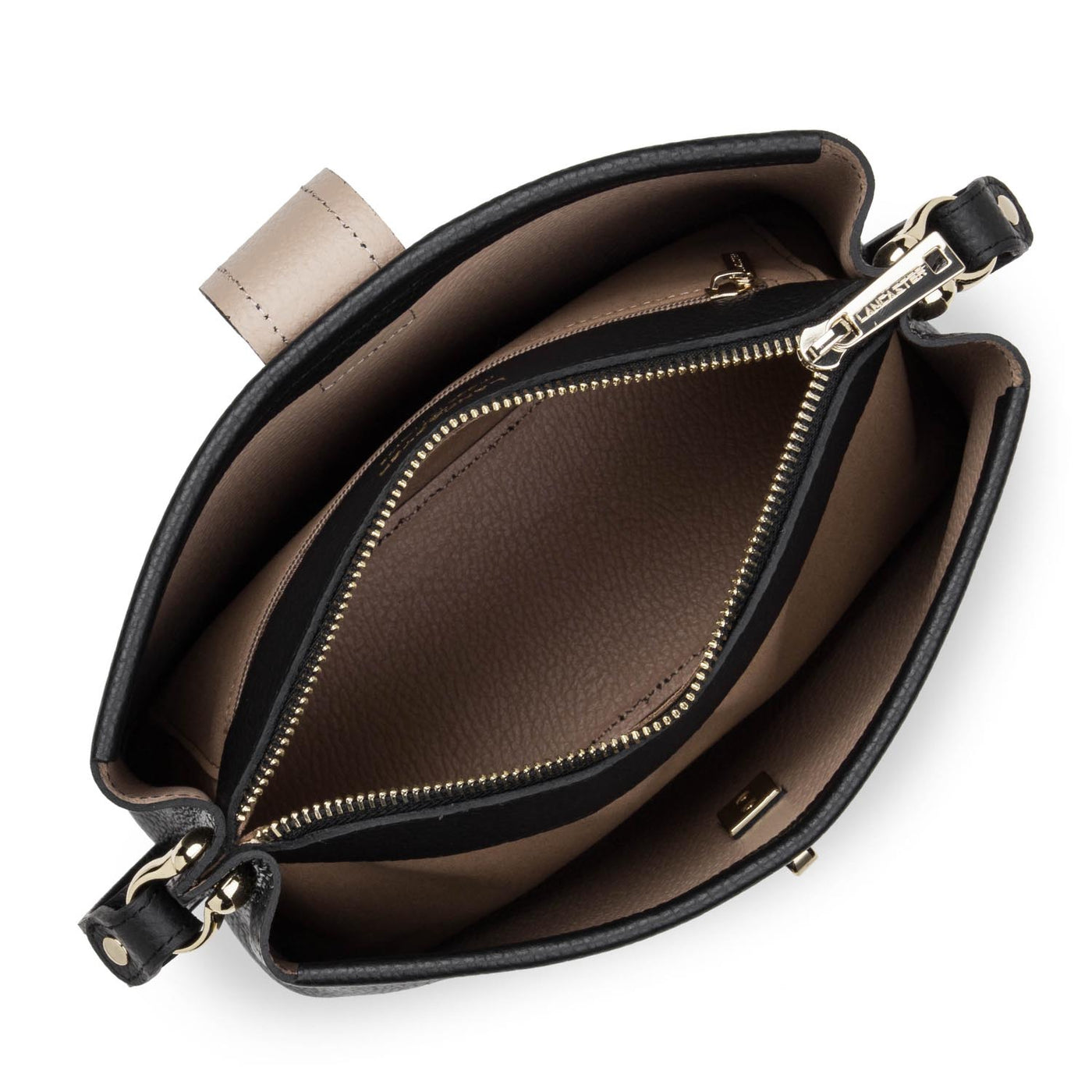 crossbody bag - foulonné double #couleur_noir-in-nude