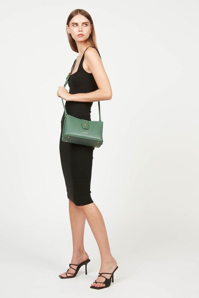 crossbody bag - foulonné double #couleur_vert-fort-in-or