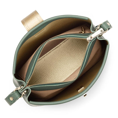 crossbody bag - foulonné double #couleur_vert-fort-in-or