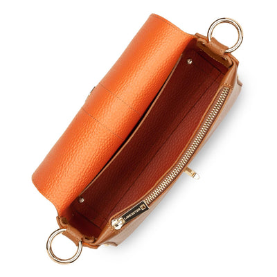 small crossbody bag - foulonné double #couleur_camel-in-orange