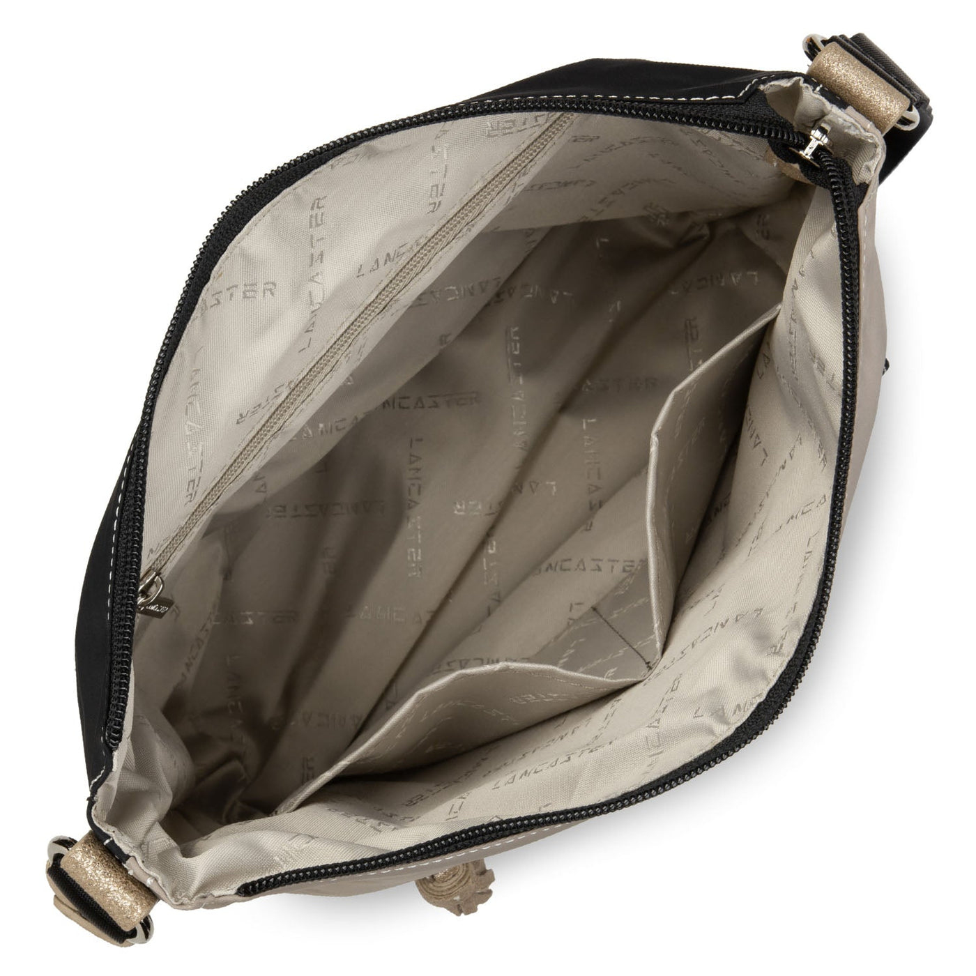 shoulder bag - basic pompon #couleur_noir-galet-champagne