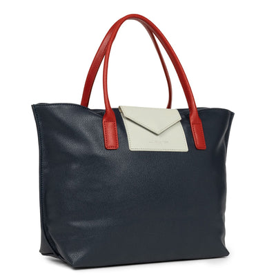 m handbag - maya #couleur_bleu-fonc-gris-clair-rouge