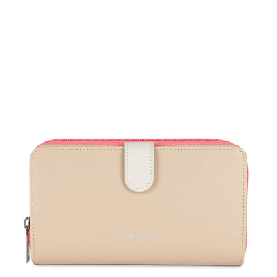 back to back organizer wallet - smooth #couleur_beige-ecru-rose-fonc