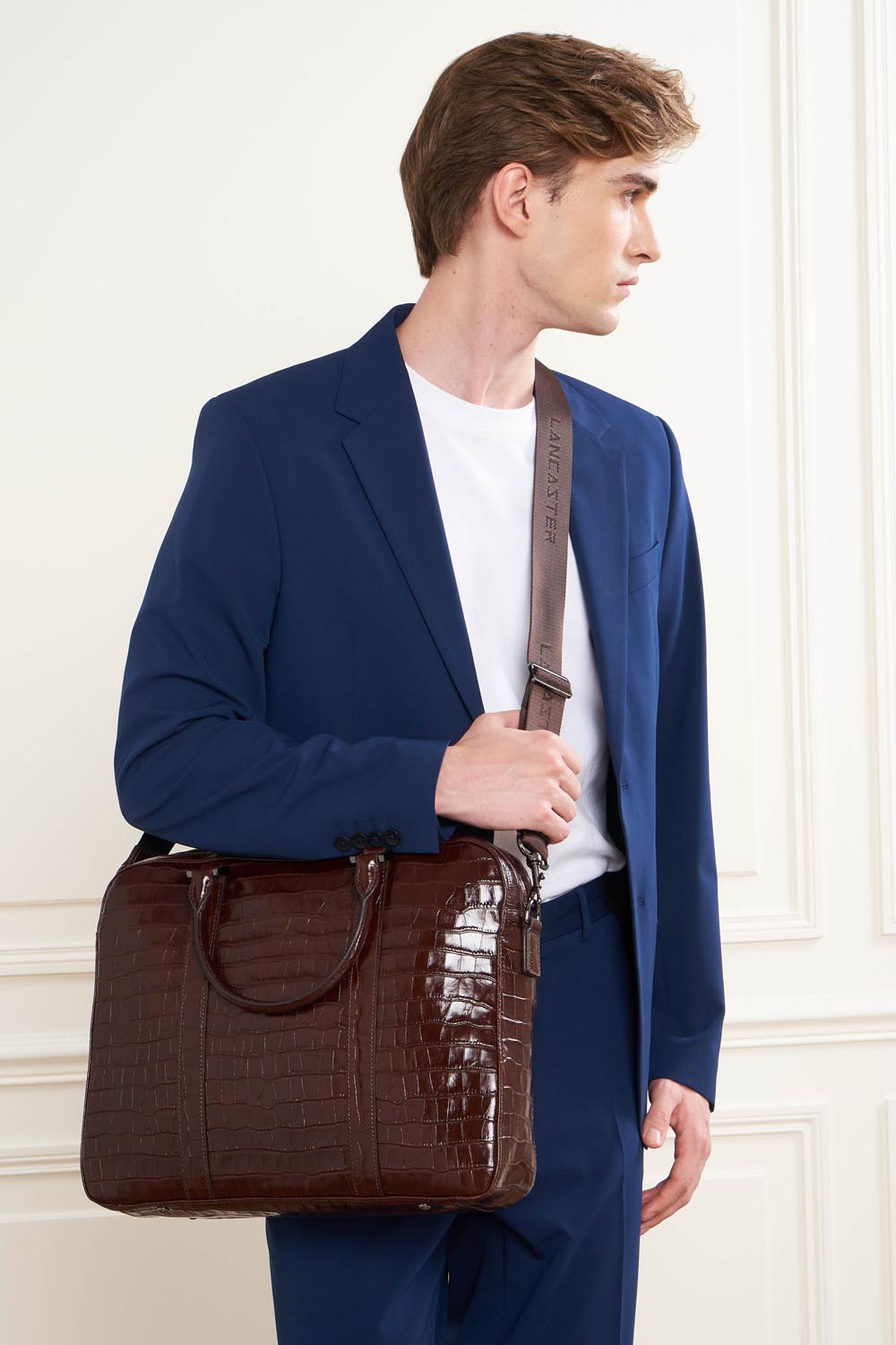 portfolio document holder bag - croco homme #couleur_marron