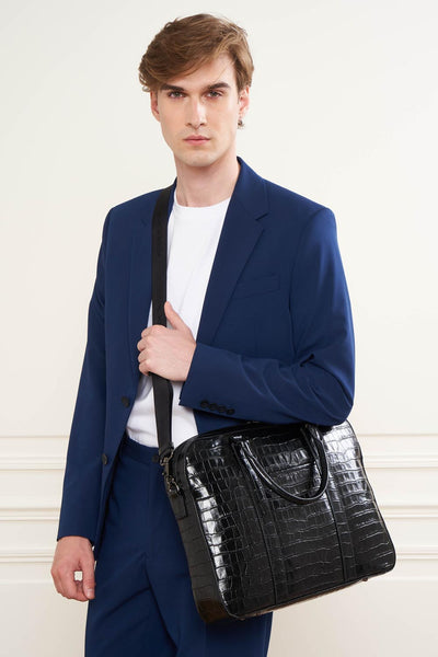 portfolio document holder bag - croco homme #couleur_noir