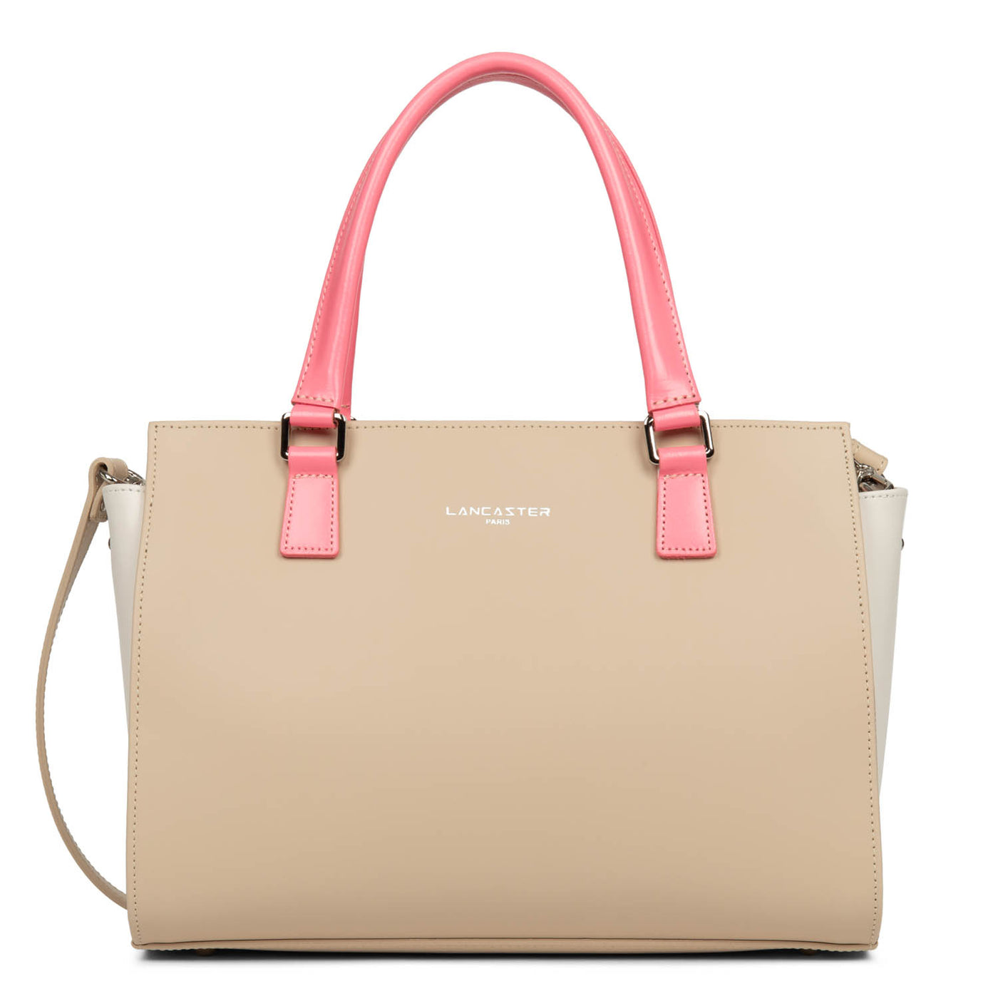 m handbag - smooth #couleur_beige-ecru-rose-fonc