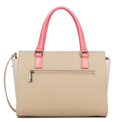 m handbag - smooth #couleur_beige-ecru-rose-fonc