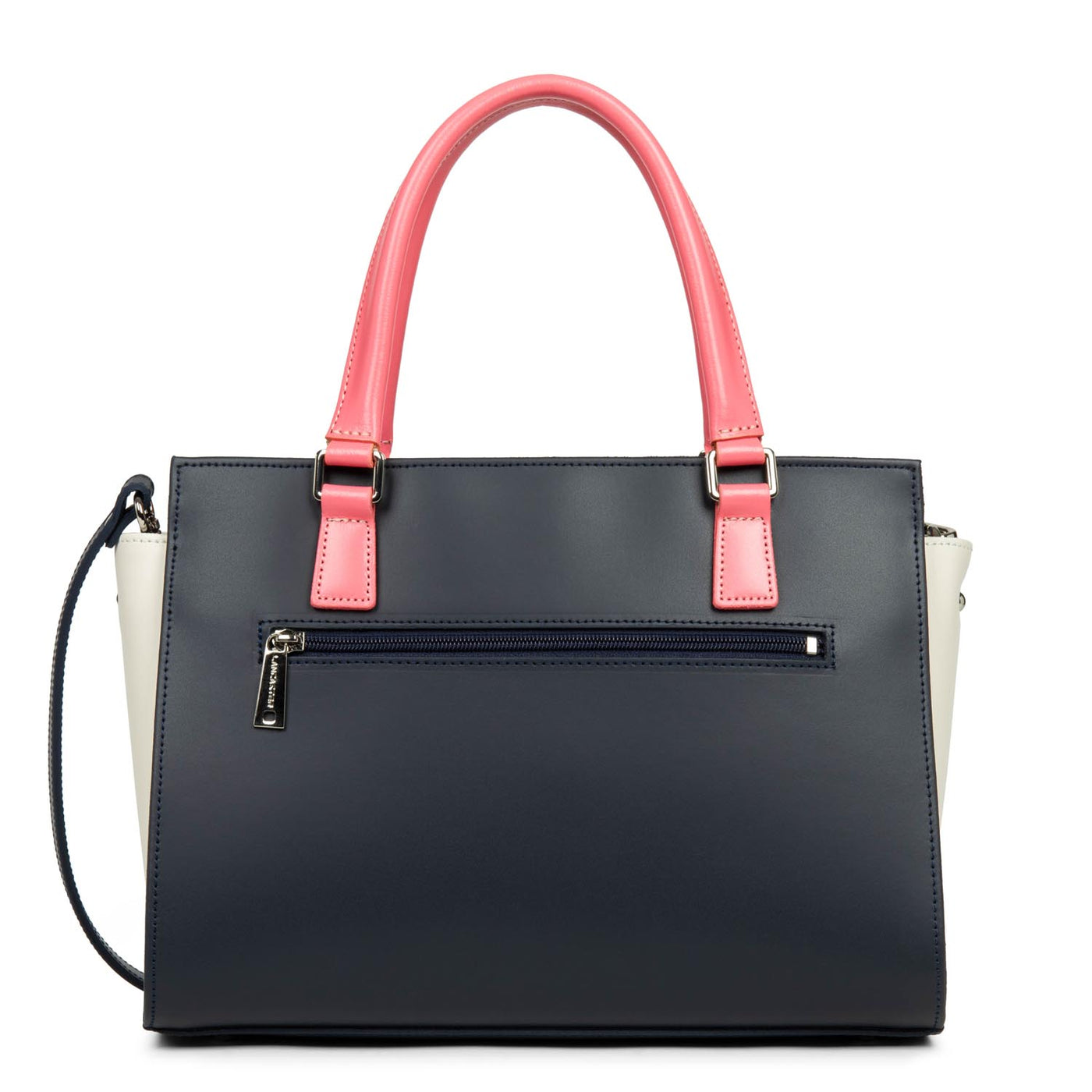 m handbag - smooth #couleur_bleu-fonc-ecru-rose-fonc