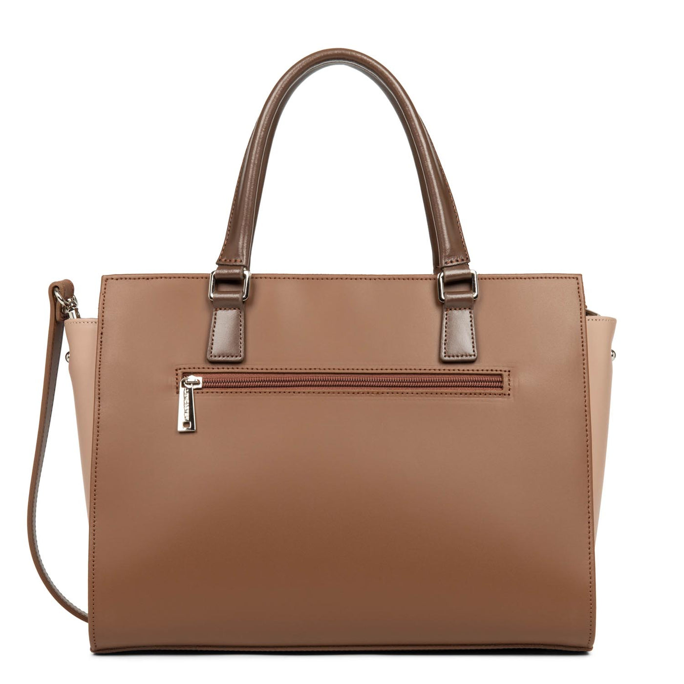 large tote bag - smooth #couleur_vison-nude-fonc-marron