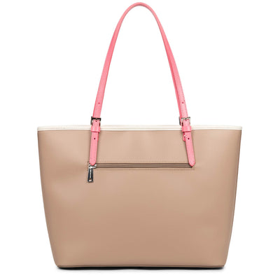 large tote bag - smooth #couleur_nude-ecru-rose-fonc