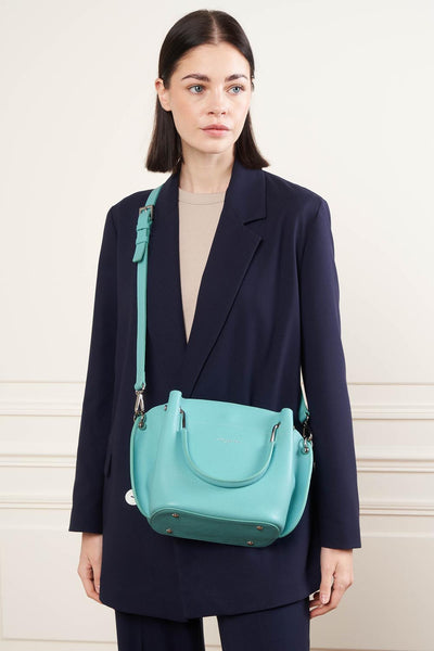 m handbag - foulonné double #couleur_lagon-in-ecru