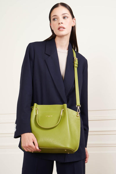 large handbag - foulonné double #couleur_olive-in-cleri