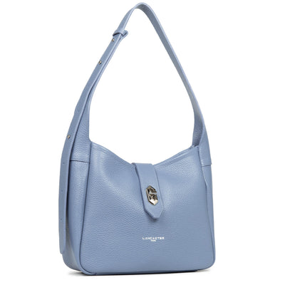 Small bucket bag - Top Double #couleur_bleu-cendre-in-argent