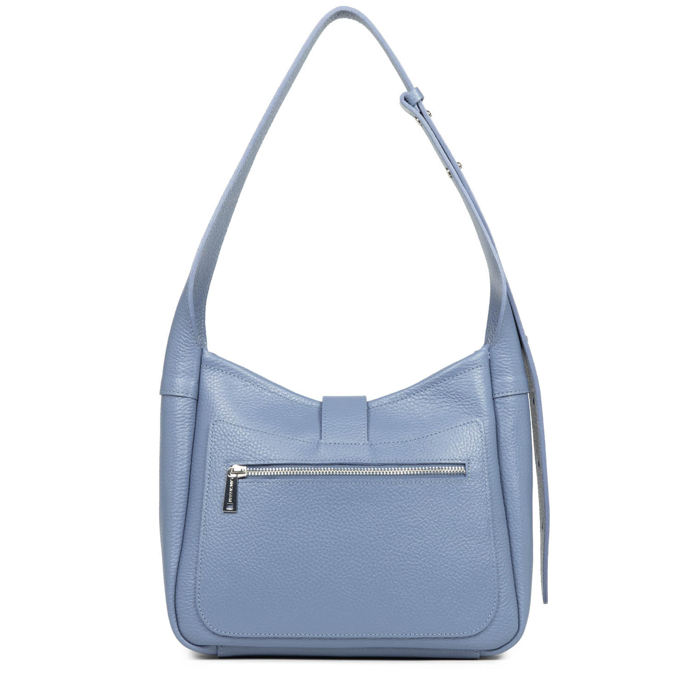 Small bucket bag - Top Double #couleur_bleu-cendre-in-argent