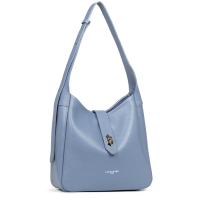 M bucket bag - Top Double #couleur_bleu-cendre-in-argent