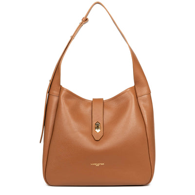 Large bucket bag - Top Double #couleur_camel-in-orange