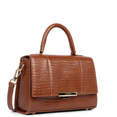 small handbag - exotic trinity #couleur_cognac-lzard