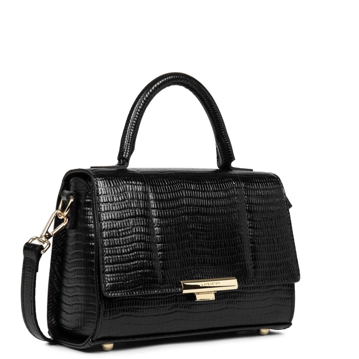 small handbag - exotic trinity #couleur_noir-lzard