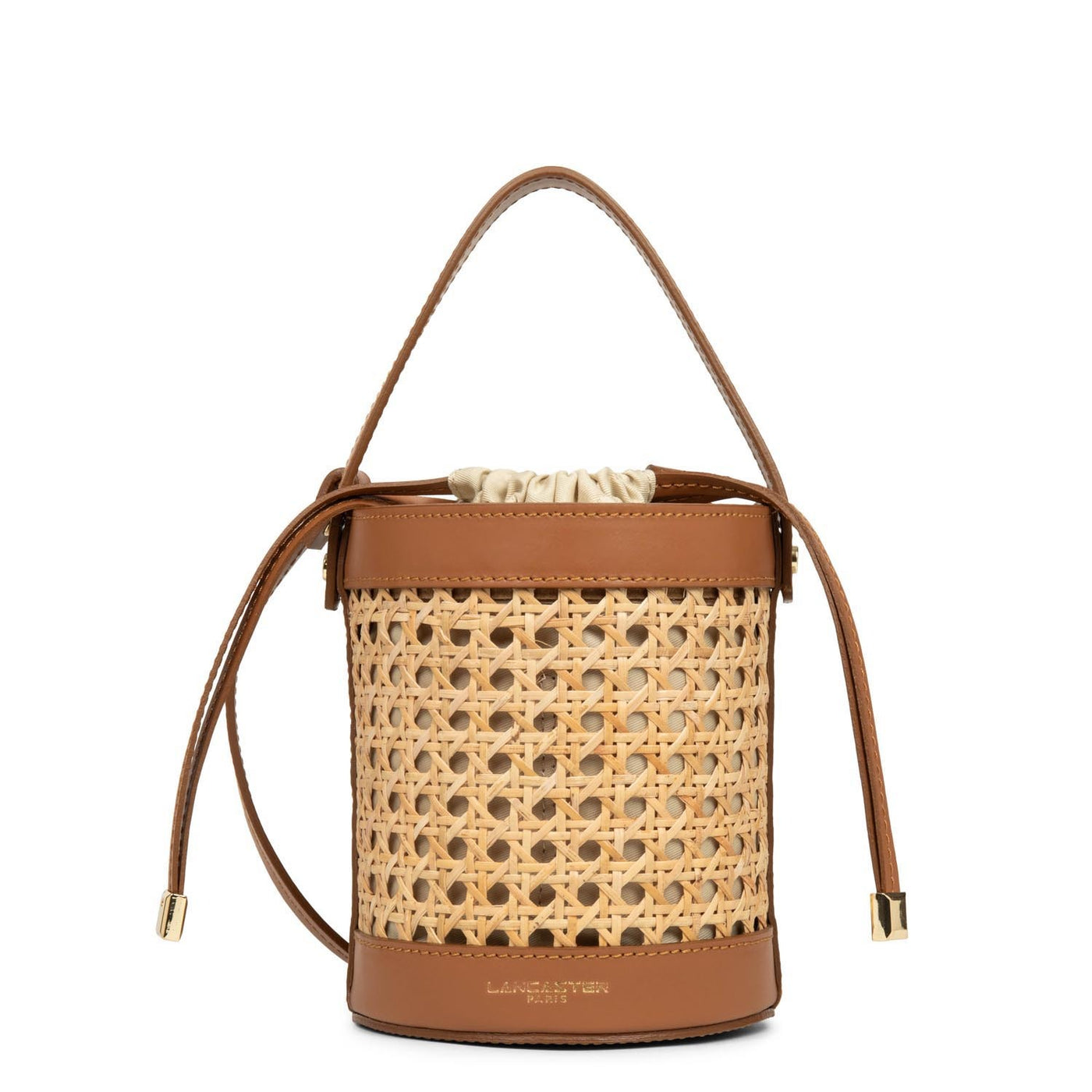 small bucket bag - cannage rotin #couleur_camel