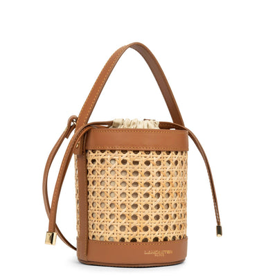 small bucket bag - cannage rotin #couleur_camel