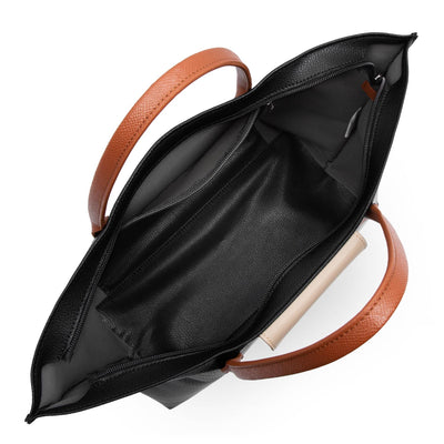 large tote bag - maya #couleur_noir-galet-ros-cognac