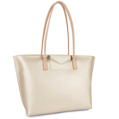 large tote bag - maya #couleur_nacre-blanc-poudre