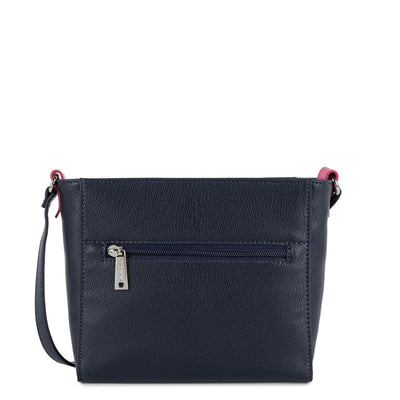crossbody bag - maya #couleur_bleu-fonc-gris-argent-fuxia