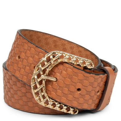 belt - ceinture cuir végétal femme #couleur_cognac