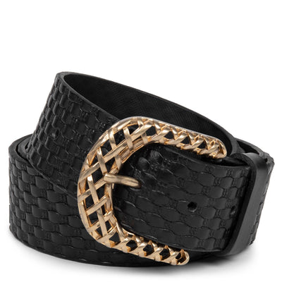 belt - ceinture cuir végétal femme #couleur_noir