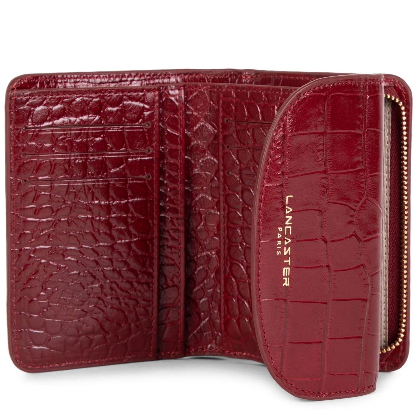 back to back wallet - exotic croco cn #couleur_carmin