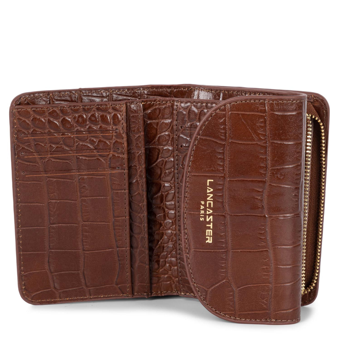 back to back wallet - exotic croco cn #couleur_chataigne