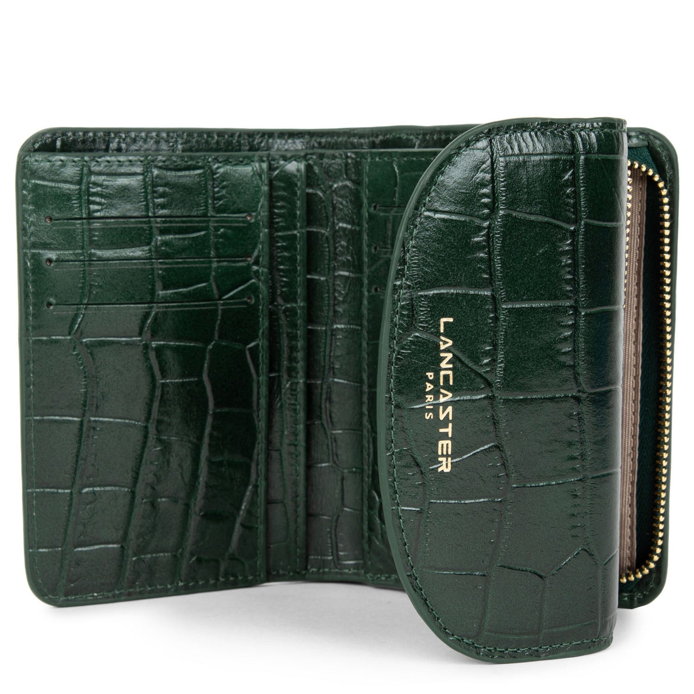 back to back wallet - exotic croco cn #couleur_vert-pin