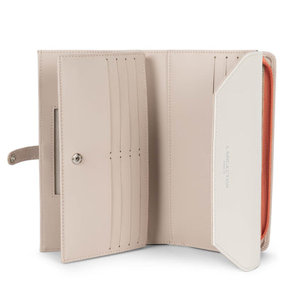 back to back organizer wallet - smooth #couleur_galet-ros-ecru-passion