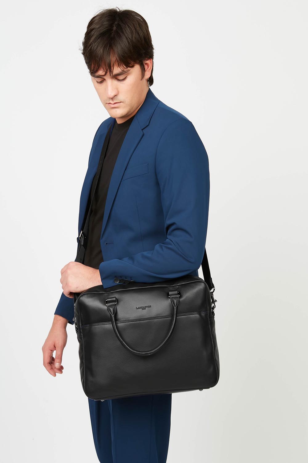 large portfolio document holder bag - soft vintage homme #couleur_noir-bleu
